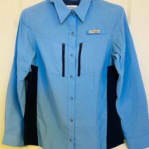 Columbia Blue Long Sleeve Button Down Shirt